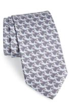 Men's Salvatore Ferragamo Figre Print Silk Tie, Size - Grey