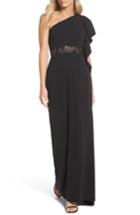 Women's Adrianna Papell Beaded One-shoulder Crepe Gown
