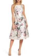 Women's Adrianna Papell Print Jacquard Tea-length Dress - Ivory