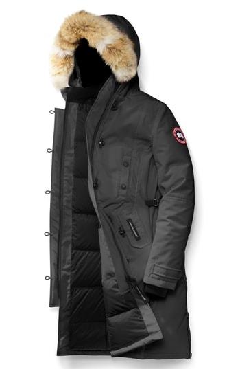 Petite Women's Canada Goose Kensington Fusion Fit Down Parka With Genuine Coyote Fur Trim, Size P (000-00p) - Grey
