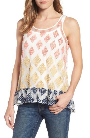 Women's Wit & Wisdom Embroidered Mesh Peplum Tank - White