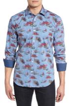 Men's Bugatchi Cubic In Blue Classic Fit Sport Shirt - Blue