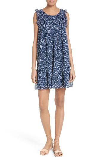 Women's Joie Tahoma Pintuck Silk Swing Dress - Blue