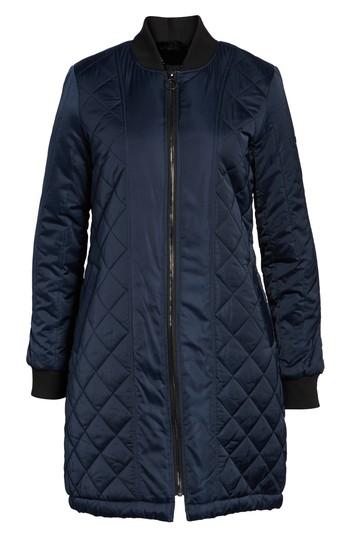 Women's Bcbgeneration Long Bomber Jacket With Faux Fur Liner - Blue