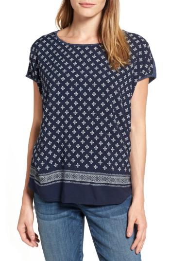 Women's Two By Vince Camuto Heritage Foulard Mixed Media Tee - Blue