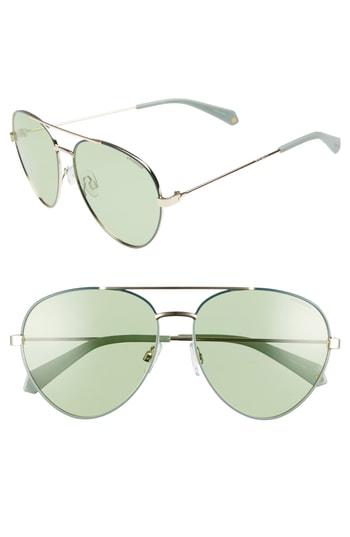 Women's Polaroid 59mm Polarized Aviator Sunglasses - Green