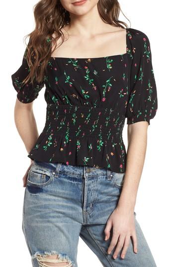 Women's Afrm Axel Smocked Top - Black