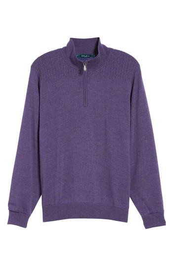 Men's Bobby Jones Cable Wind Wool Sweater, Size - Purple
