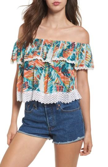 Women's Raga Paradise Peak Off The Shoulder Crop Top - Blue/green