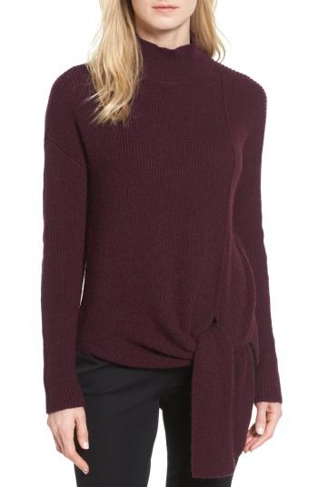 Women's Halogen Tie Hem Sweater, Size - Burgundy