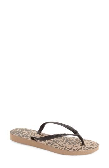 Women's Havaianas 'slim Animal Print' Flip Flop /38 Br - Black