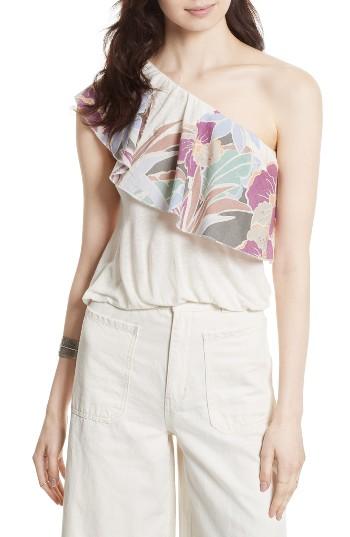 Women's Free People Annka Ruffle One-shoulder Tank - Ivory