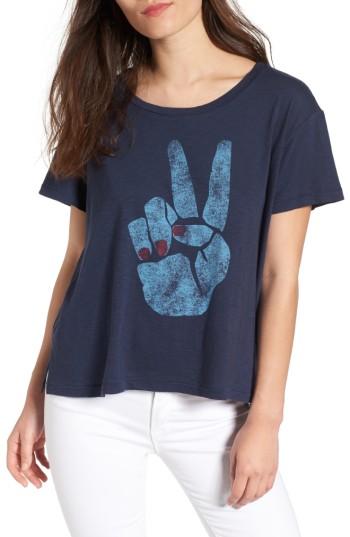 Women's Sundry Peace Sign Tee - Blue