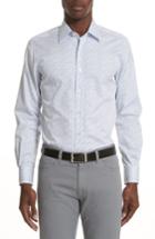 Men's Canali Regular Fit Dot Sport Shirt - White