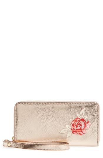 Omg Embroidered Metallic Wallet -