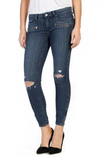 Women's Paige Transcend - Jane Zip Detail Ankle Jeans - Blue