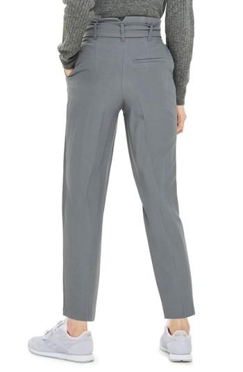 Women's Topshop Belted Paperbag Peg Trousers Us (fits Like 0) - Grey