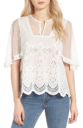 Women's Wit & Wisdom Embroidered Lace & Cotton Top