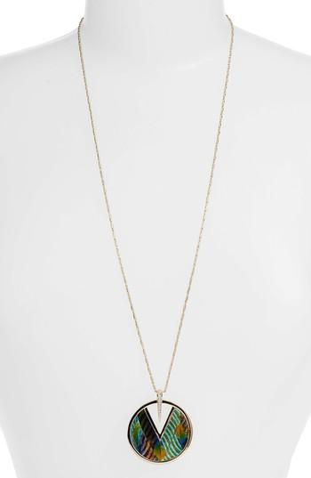 Women's Vince Camuto Inlaid Leather Pendant Necklace