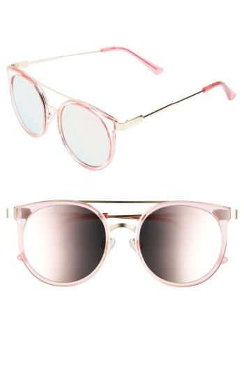 Women's Leith 52mm Mirror Lens Round Sunglasses -