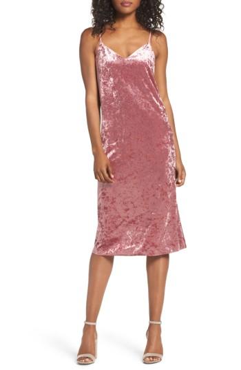 Women's Nsr Velvet Midi Slipdress - Pink