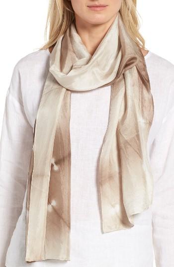 Women's Eileen Fisher Shibori Silk Scarf, Size - Beige