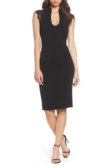 Women's Badgley Mischka Lace Shoulder Shift Dress - Black