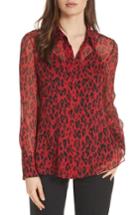 Women's Dvf Crinkle Silk Chiffon Shirt - Red