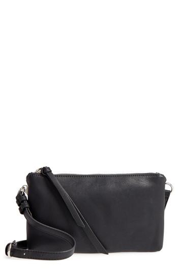 Chelsea28 Kia Double Zip Faux Leather Crossbody Bag - Black