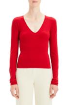 Women's Theory Low V-neck Sweater, Size - Red