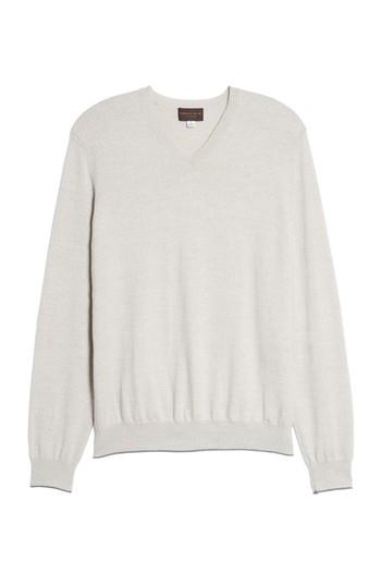 Men's Thomas Dean Merino Wool Blend V-neck Sweater