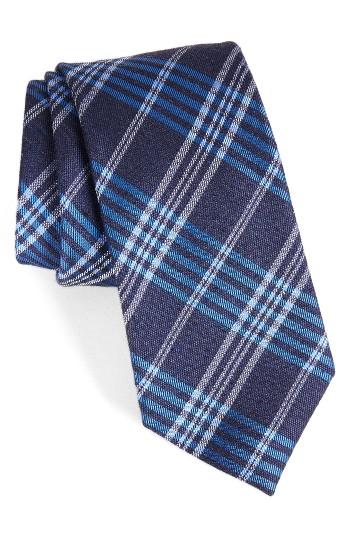 Men's Calibrate School Plaid Silk & Cotton Tie, Size - Blue