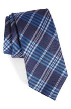 Men's Calibrate School Plaid Silk & Cotton Tie, Size - Blue