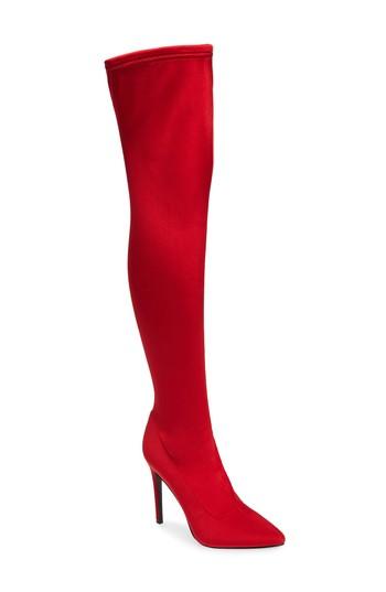 Women's Steve Madden Slammin Over The Knee Boot .5 M - Red