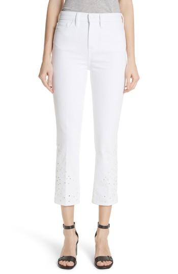 Women's Tory Burch Keira Eyelet Hem Crop Jeans - White