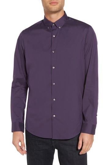 Men's Calibrate Trim Fit Stretch Woven Sport Shirt - Purple