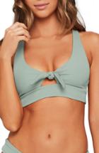 Women's L Space Tara Ribbed Bikini Top, Size Dd - Green