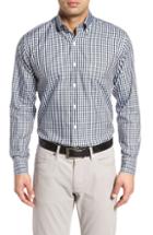 Men's Peter Millar Black Sand Classic Fit Gingham Check Sport Shirt, Size - Black