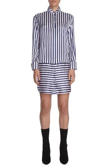 Women's Burberry Stripe Silk & Cotton Shirtdress