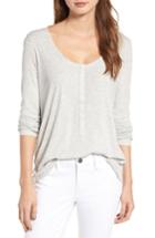 Women's Hinge Ribbed Henley Top, Size - Grey