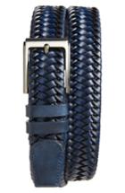 Men's Magnanni Woven Leather Belt - Navy