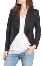Women's Bb Dakota Brycen Leather Drape Front Jacket - Black