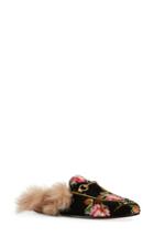 Women's Gucci Princetown Floral Genuine Shearling Trim Mule Us / 35eu - Black
