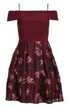 Women's Morgan & Co. Embellished Cold Shoulder Fit & Flare Dress - Burgundy