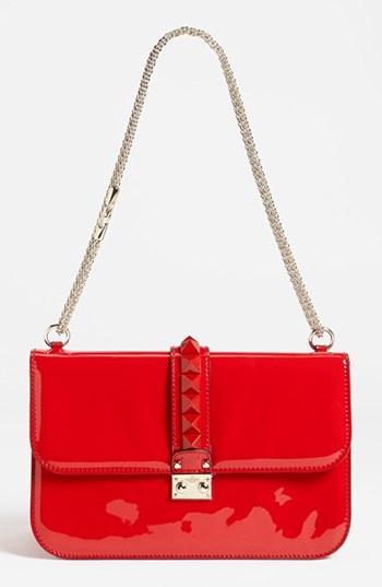 Valentino 'punkouture - Lock' Leather Shoulder Bag Rosso/ Rosso