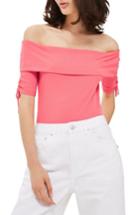 Women's Topshop Bardot Tie Detail Bodysuit Us (fits Like 0) - Green