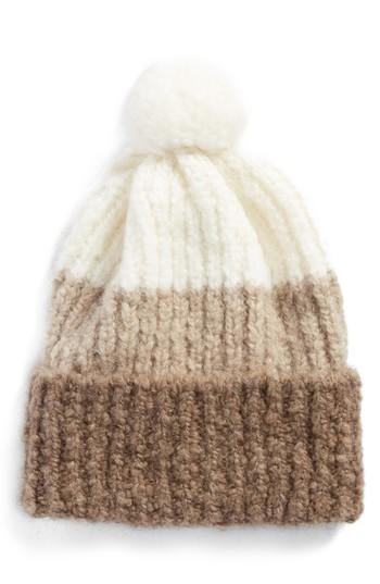 Women's Ugg Lofty Tricolor Pom Beanie - Beige