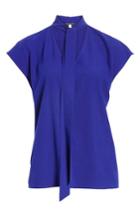 Women's Eileen Fisher Tie Neck Silk Top - Blue