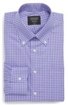 Men's Nordstrom Men's Shop Classic Fit Non-iron Gingham Dress Shirt - 36 - Purple (online Only)