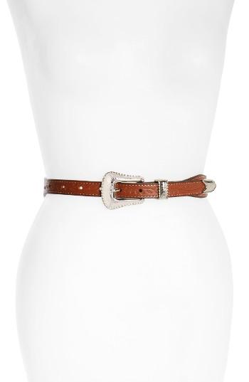Women's Treasure & Bond Concho Leather Belt - Brown Stone